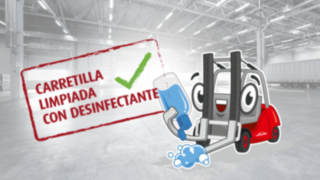 Carretilla limpiada con desinfectante